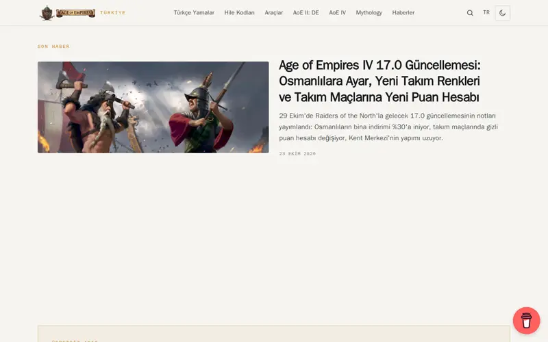 Age of Empires Türkçe ana sayfası