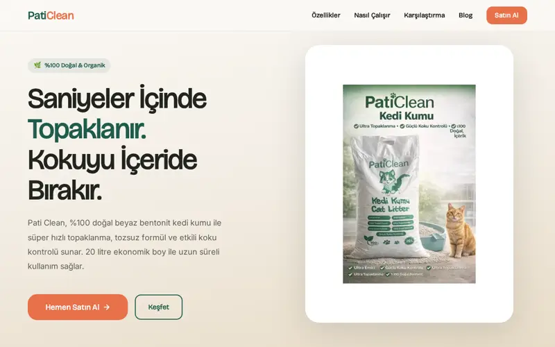 Pati Clean ürün sayfası