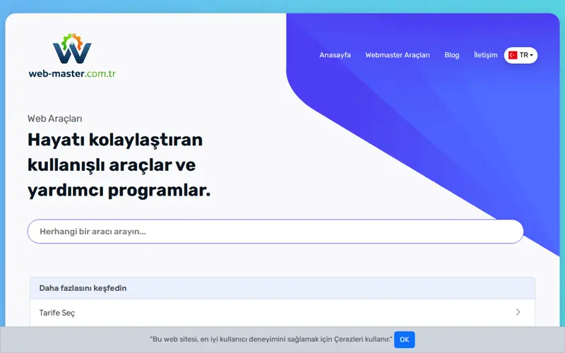 Webmaster Araçları ana sayfası