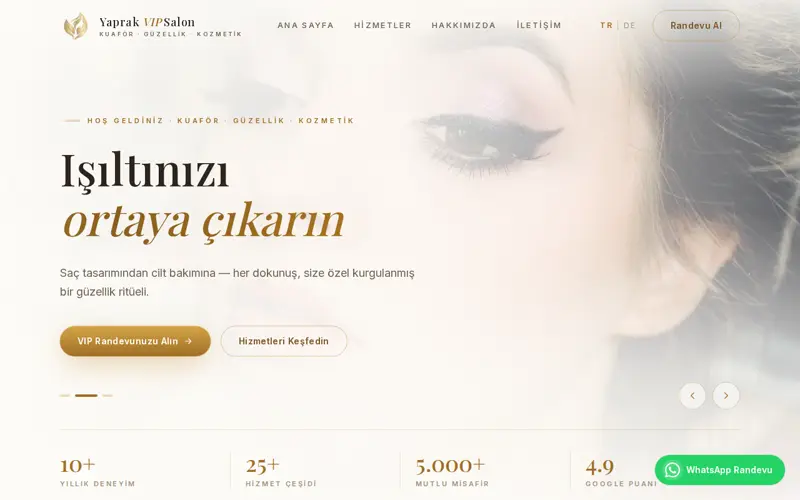 Yaprak VIP Salon ana sayfası